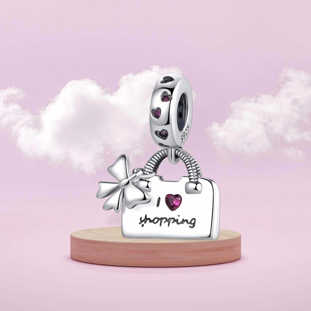 Pandora Style I love Shopping Silver Charm for Bracelet
